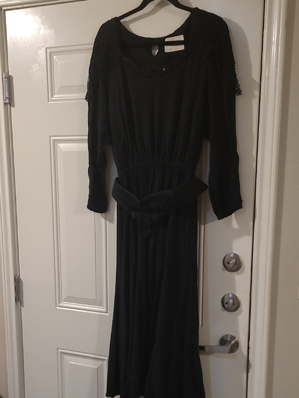 Spencer Alexis Midi Vintage Dress 100% Rayon Black Sz 14